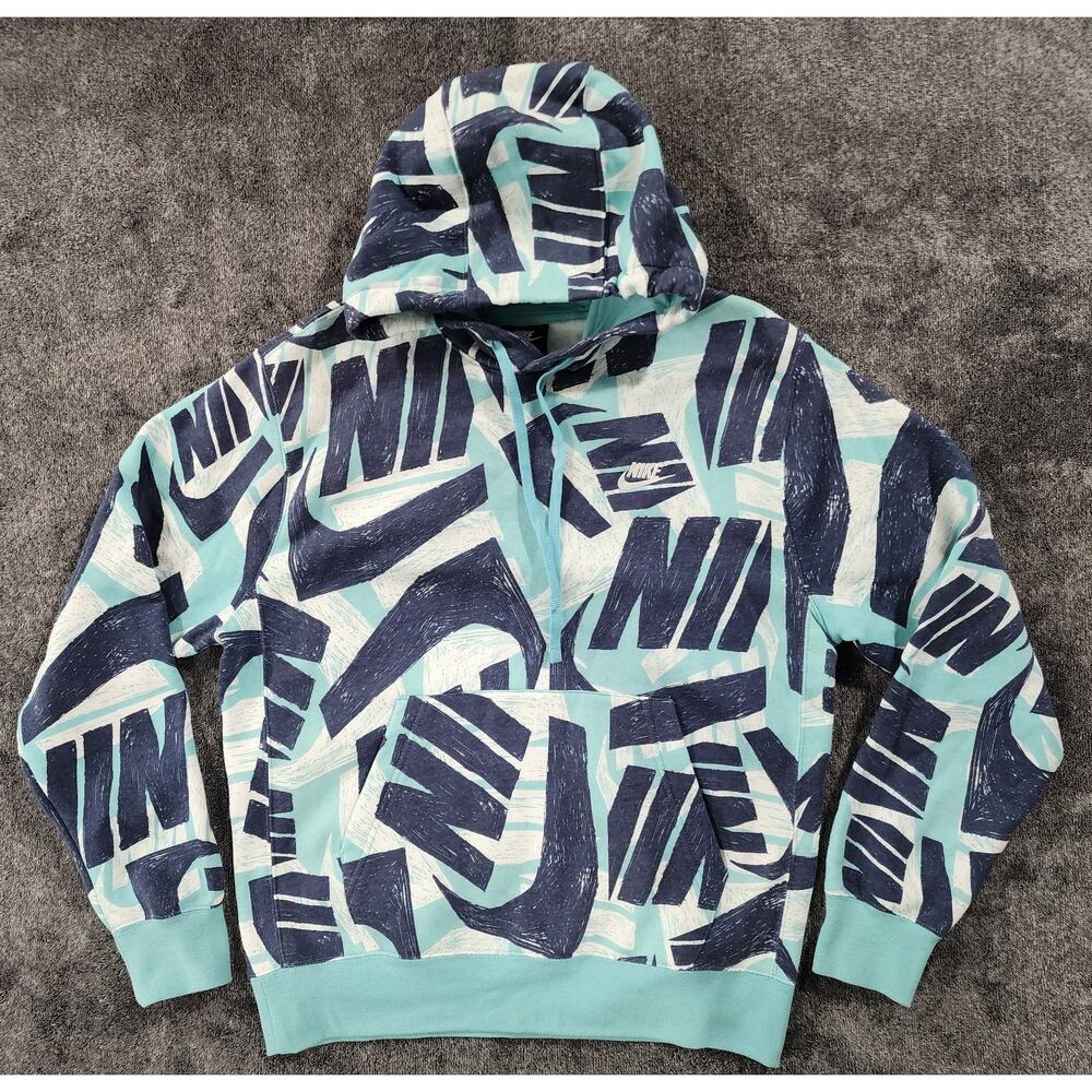 NWT Nike Multicolor- All Over Logo Print Hoodie, Standard Fit, Mens Medium